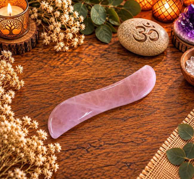 Gua sha Cuarzo Rosa onda